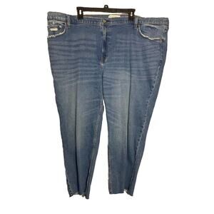 Abercrombie & Fitch Ankle Straight Ultra High Rise 37/24S Raw Hem Medium Wash